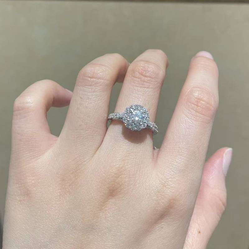 单头S925银镀白金Women's Ring定制选款主石Moissanite1.0ct/副石高碳钻